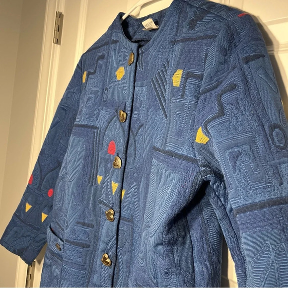 Lambrini Womens Multicolor Floral Pockets Long Sleeve Casual Jacket Sz S Blue - Picture 4 of 12